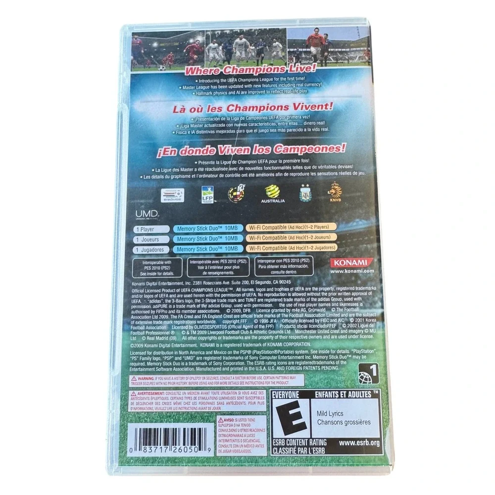 Pro Evolution Soccer 2010 PES 2010 Sony PSP Konami Messi Sports Game CIB